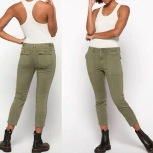 PISTOLA Mara Army Green Straight Leg Cropped High Rise Utility Pants Size 32 - Picture 1 of 8